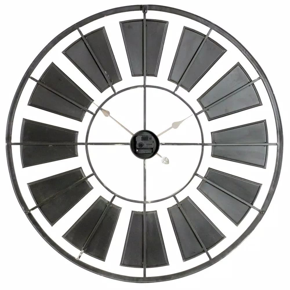 Aspire Home Accents Morgan Gray Oversized Iron Wall Clock - Distressed Farmhouse Style