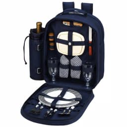 Unbranded Deluxe 2-Person Picnic Backpack with Insulated Cooler and Wine Holder - Bold Navy thumbnail 1