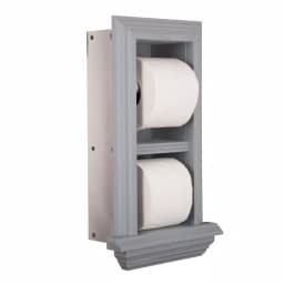 Unbranded Newton Recessed Toilet Paper Holder with Ledge Frame, Solid Pine, Gray thumbnail 2