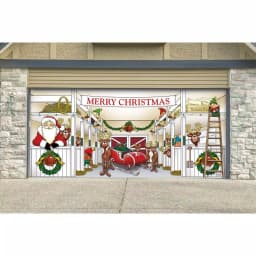 My Door Decor Santa's Reindeer Barn 7 ft. x 16 ft. Christmas Garage Door Mural Decor thumbnail 2