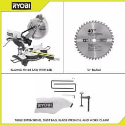 RYOBI 12 in. Sliding Compound Miter Saw with LED and 15 Amp Motor thumbnail 2