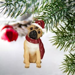 Design Toscano Pug Holiday Dog Ornament Sculpture, Hand Painted Resin thumbnail 2
