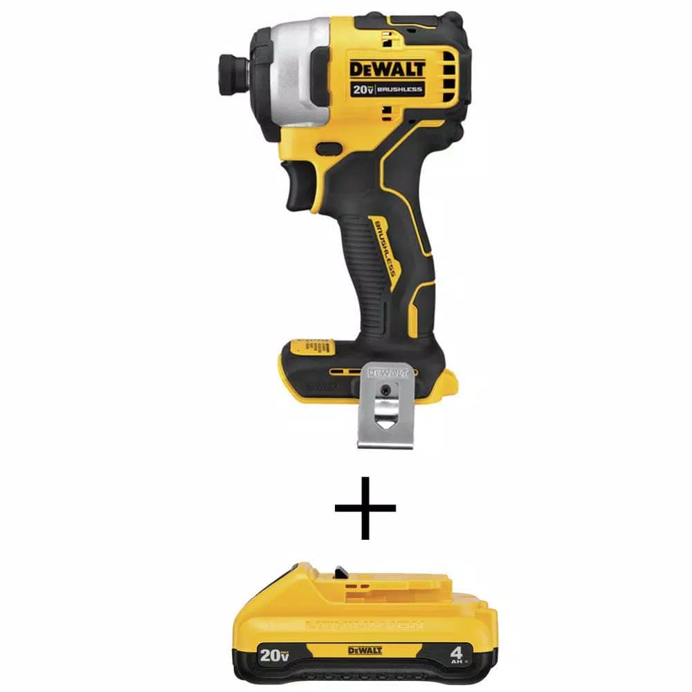 DEWALT 20V MAX ATOMIC Brushless 1/4 in. Compact Impact Driver Kit with (1) 4 Ah Battery