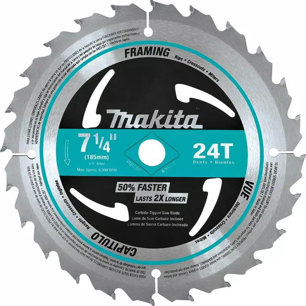 Makita 7-1/4 in. 24-Teeth Carbide-Tipped Framing Saw Blade, 10-Pack