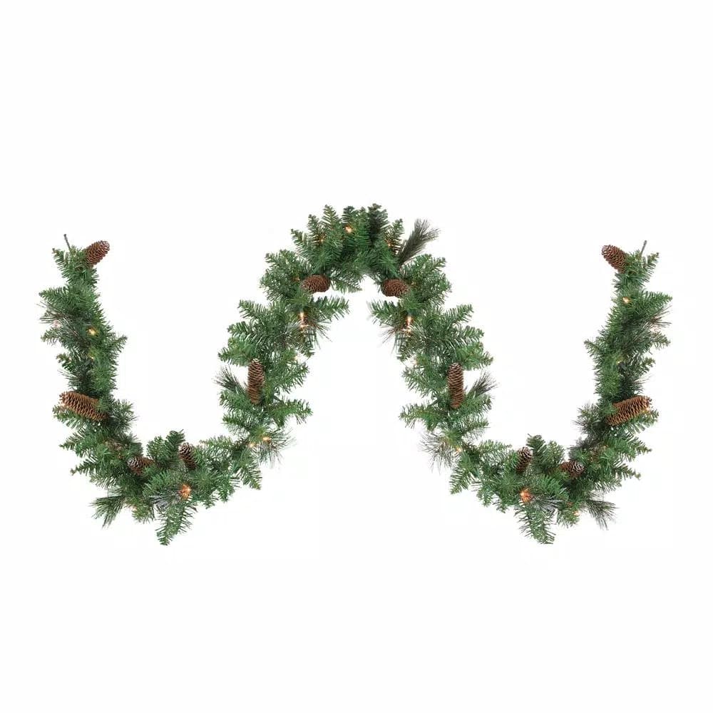 Northlight 9 ft. Yorkville Pine Pre-Lit Artificial Christmas Garland with Clear Mini Lights and Gold Glitter
