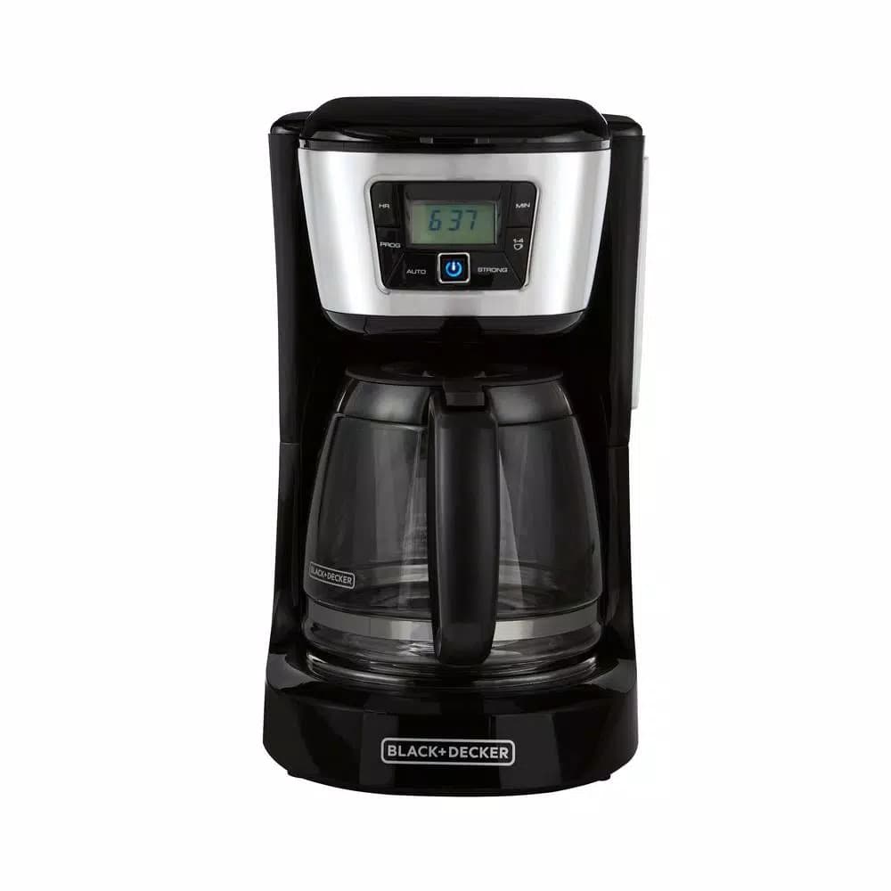 BLACK+DECKER 12-Cup Programmable Drip Coffee Maker with QuickTouch Panel and Evenstream Showerhead, Black