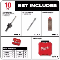 Milwaukee BIG HAWG Carbide Hole Saw Kit, 10-Piece Set thumbnail 2