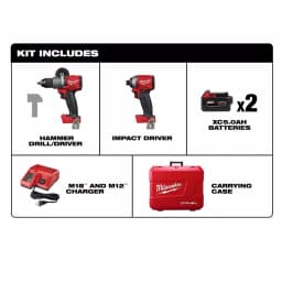 Milwaukee M18 FUEL 18V Brushless Hammer Drill and Impact Driver Combo Kit with (2) 5Ah Batteries thumbnail 2