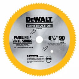 DEWALT 6-1/2 in. 90T Carbide Steel Saw Blade for Vinyl and Paneling thumbnail 1