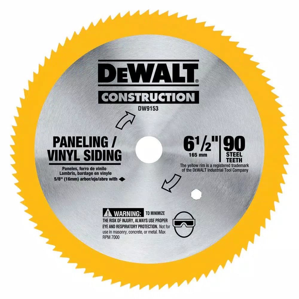 DEWALT 6-1/2 in. 90T Carbide Steel Saw Blade for Vinyl and Paneling