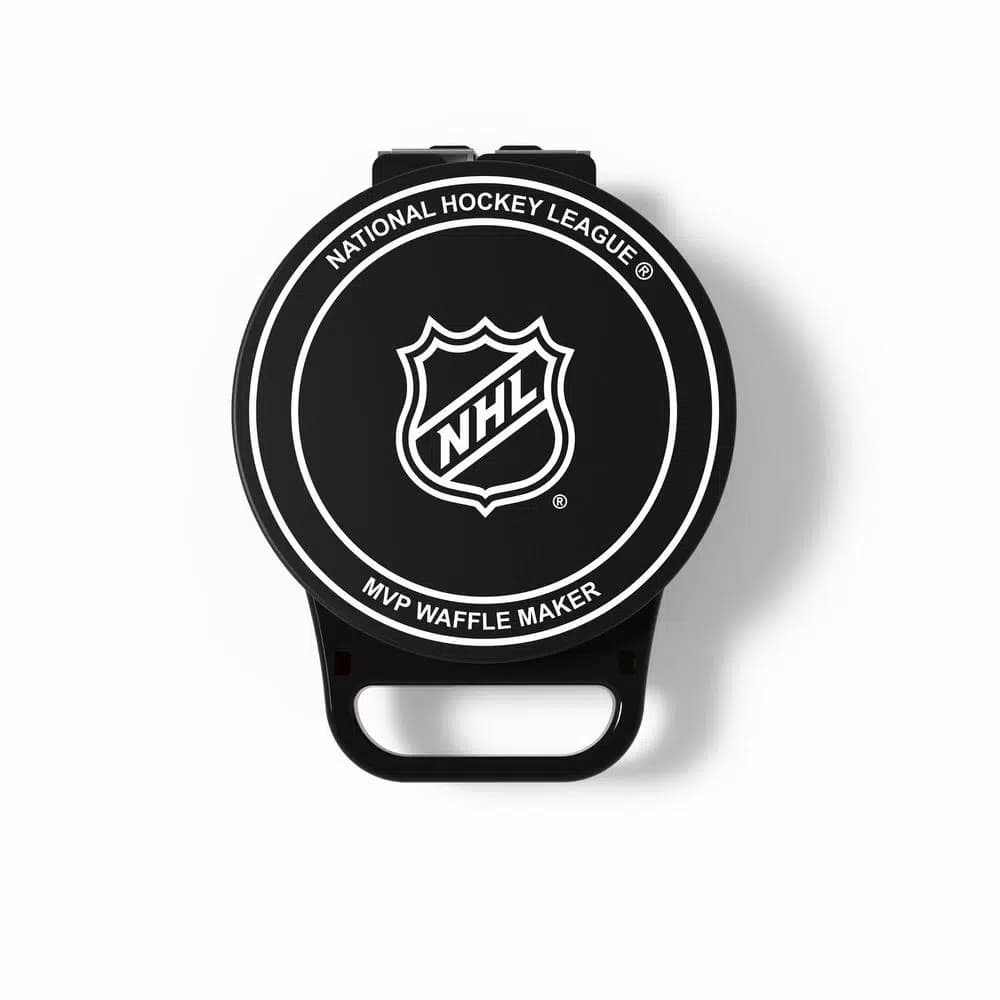 Pangea Brands NHL Hockey Puck Waffle Maker, Black Electric Grille