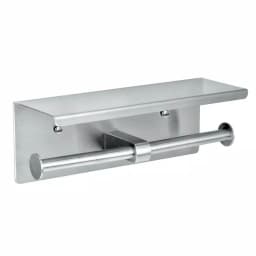 Alpine Industries Double Post Toilet Paper Holder with Storage Shelf, Brushed Stainless Steel thumbnail 1