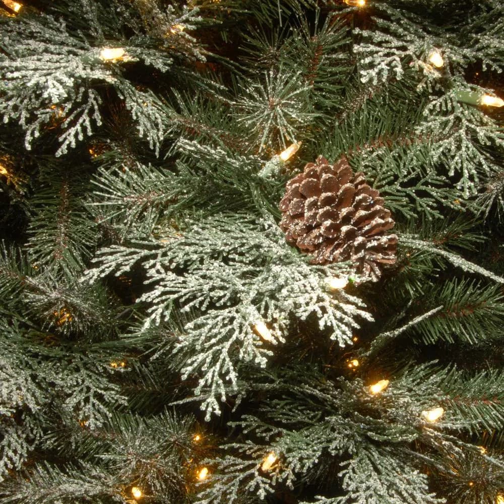 National Tree Company 7.5 ft. Feel Real Frosted Mountain Spruce Pre-lit Artificial Christmas Tree with 750 Clear Lights