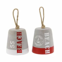 LITTON LANE Coastal Living Gray and Red Cement Rope Buoy Door Stops, Set of 2 thumbnail 2