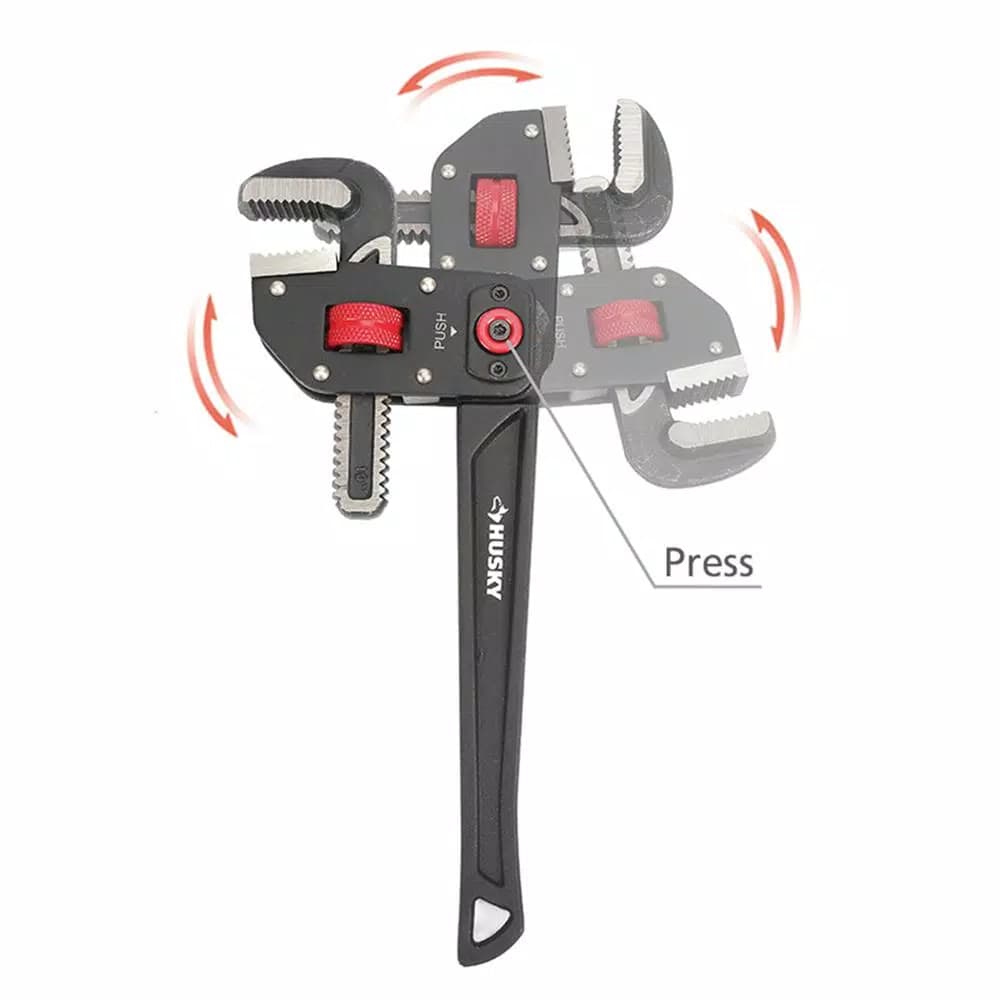 Husky 10 in. Multi-Angle Pipe Wrench with Flex-Head and Aluminum Body
