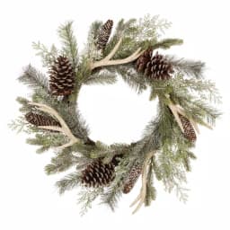 Glitzhome 24 in. Flocked Pinecone and Antler Artificial Christmas Wreath thumbnail 1