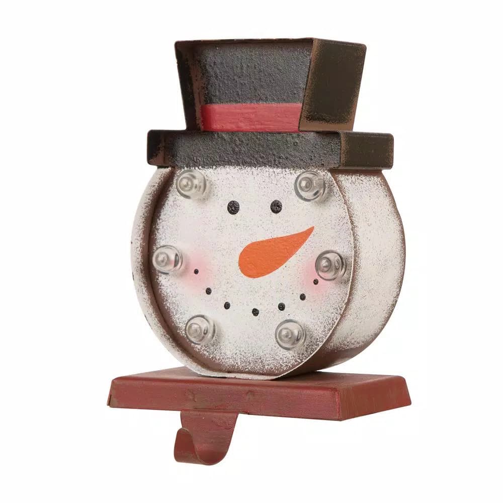 Glitzhome Marquee LED Snowman and Christmas Tree Stocking Holder Set of 2