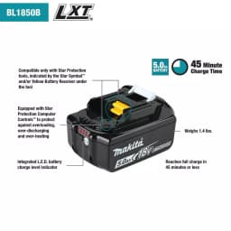 Makita 18V LXT Lithium-Ion 5.0 Ah High Capacity Battery Pack (2-Pack) thumbnail 2