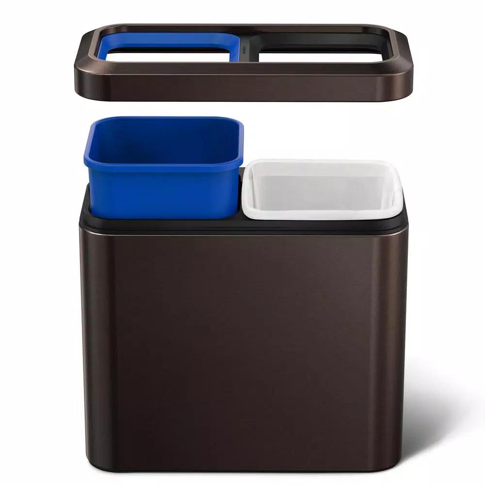simplehuman 20L Slim Open Top Recycling Trash Can, Dark Bronze Stainless Steel