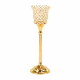 LITTON LANE Gold Aluminum Candle Holders with Bead Accents, Set of 3 thumbnail 6