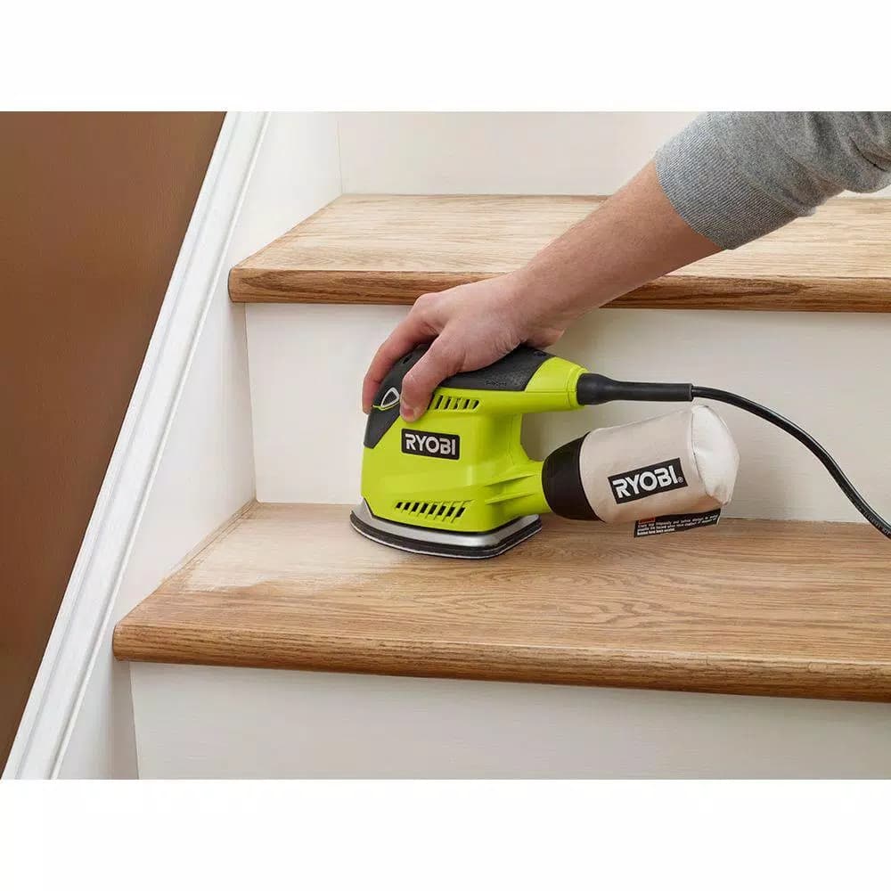 RYOBI 1.2 Amp Corded 5.5 in. Corner Cat Finishing Sander with Dust Bag and Storage Case