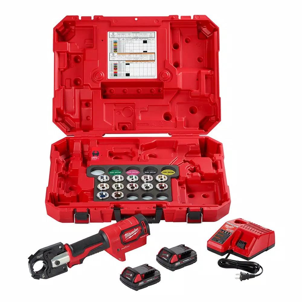 Milwaukee M18 FORCE LOGIC 600 MCM Cordless Crimper Kit with Aluminum Dies