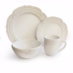 American Atelier Victoria 16-Piece White Earthenware Dinnerware Set, Service for 4 thumbnail 1