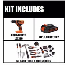 BLACK+DECKER 20V MAX Lithium-Ion Cordless Drill and 66-Piece Hand Tool Project Kit thumbnail 2