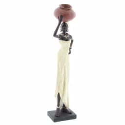 LITTON LANE Traditional African Lady Sculptures with Urns - Ivory Polystone Statues (2-Pack) thumbnail 2