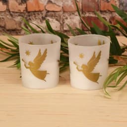 LUMABASE Gold Angels Battery Operated LED Candles with Timer, Frosted Glass and Genuine Wax, 2-Count thumbnail 2