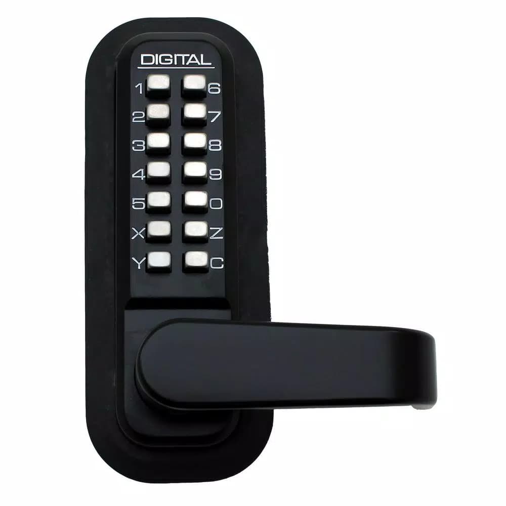Unbranded LockeyUSA 2835 Jet Black Mechanical Keyless Digital Door Lock Lever Set