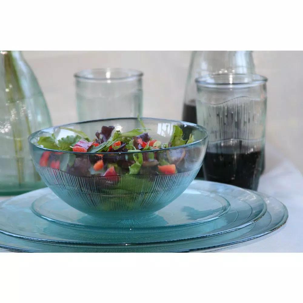 French Home Birch 12-Piece Recycled Glass Dinnerware Set, Clear, Service for 4