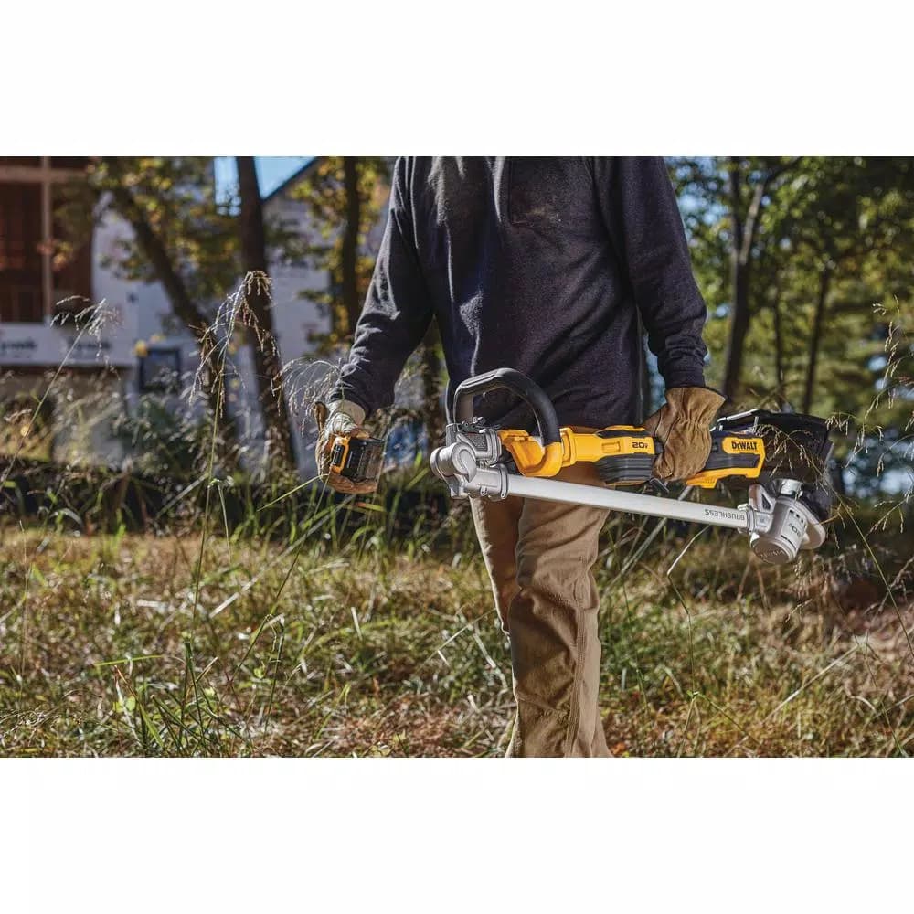 DEWALT 20V MAX Cordless Brushless String Trimmer with 5.0 Ah Battery and Charger, 14 in. Swath