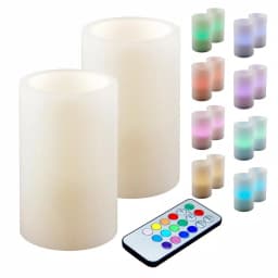 LUMABASE 3 in. Multicolor Remote Control LED Pillar Wax Candles, Set of 2 thumbnail 1