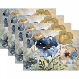 Morgan Home MHF Home Blue Floral Placemat Set, 4-Pack, Water Resistant Polypropylene thumbnail 2