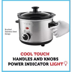 Courant 1.5 Qt. Brushed Stainless Steel Slow Cooker with Tempered Glass Lid thumbnail 4