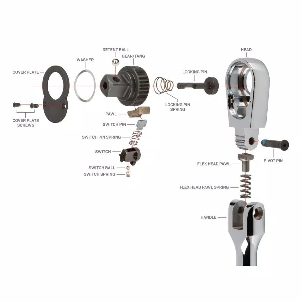 TEKTON 1/2 in. Drive 10-1/2 in. Flex Quick-Release Ratchet, 90-Tooth Ultra-Compact Head