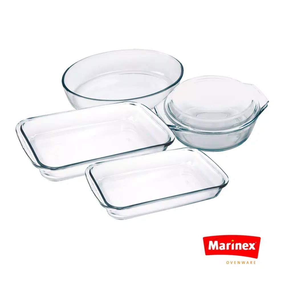Marinex 5-Piece Borosilicate Glass Bakeware Set - Oven, Microwave & Freezer Safe