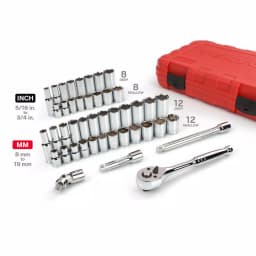 TEKTON 45-Piece 3/8 in. Drive Socket Set, 5/16-3/4 in. and 8-19 mm SAE/Metric thumbnail 3