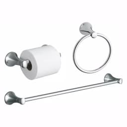 KOHLER Coralais 3-Piece Polished Chrome Bath Hardware Set: Towel Bar, Towel Ring & Toilet Paper Holder thumbnail 1