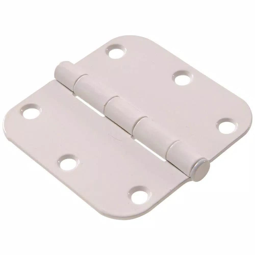 Hardware Essentials 3.5 in. White Residential Door Hinge, 5/8 in. Radius, 9-Pack