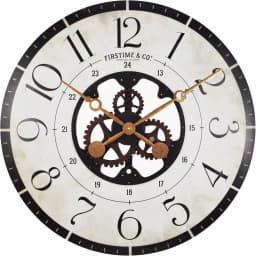 FirsTime 27 in. Carlisle Gears Oversized Wood Wall Clock, Rustic Brown thumbnail 2