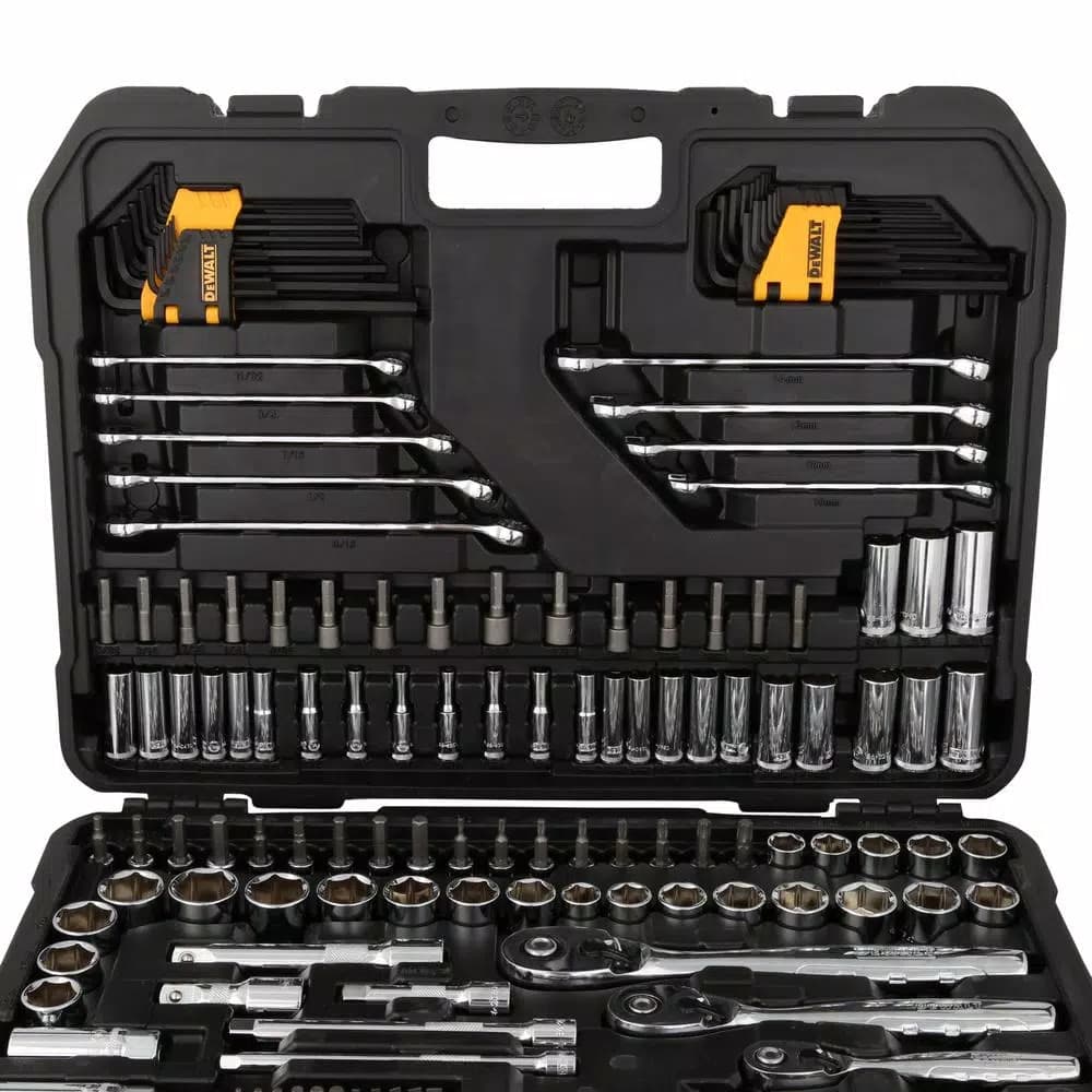 DEWALT 200-Piece Mechanics Tool Set with 1/4 in., 3/8 in., and 1/2 in. Drive, Polished Chrome