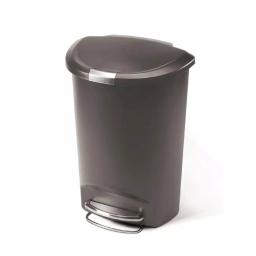 simplehuman 13 Gal. Semi-Round Plastic Step Trash Can, Grey thumbnail 1