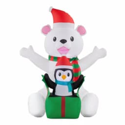 Home Accents Holiday 4 ft. Airblown Inflatables Christmas Polar Bear and Penguin Scene with LED Lights thumbnail 1