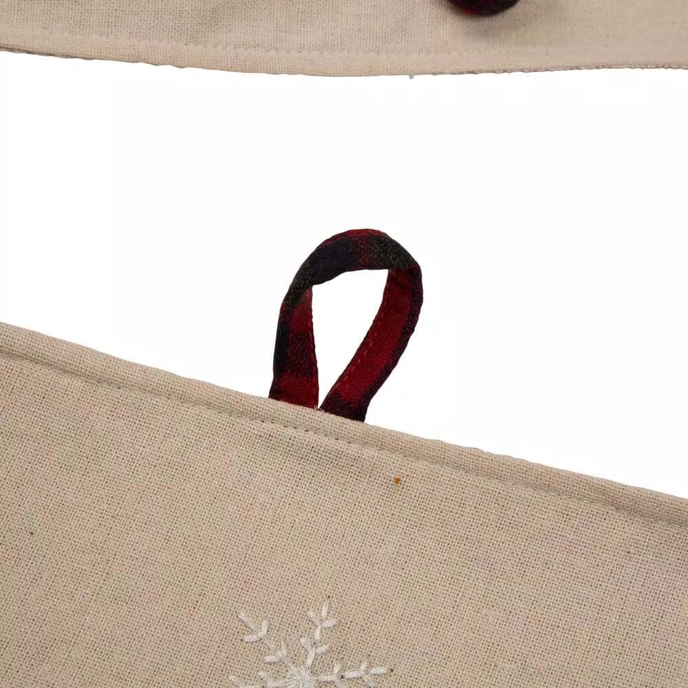 Glitzhome 48 in. Dachshund Embroidered Fabric Christmas Tree Skirt with Red Plaid Edge