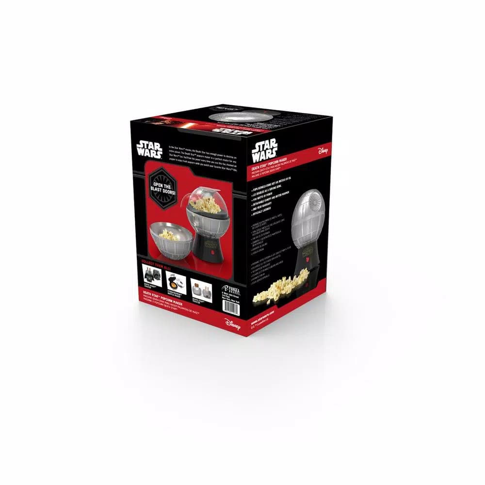 Pangea Brands Star Wars Death Star 3 oz. Hot Air Popcorn Popper, Grey Metallic Countertop Machine