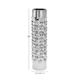 LITTON LANE Modern Reflections 23 in. Silver Ceramic Tower Vase with Ridged Details thumbnail 2
