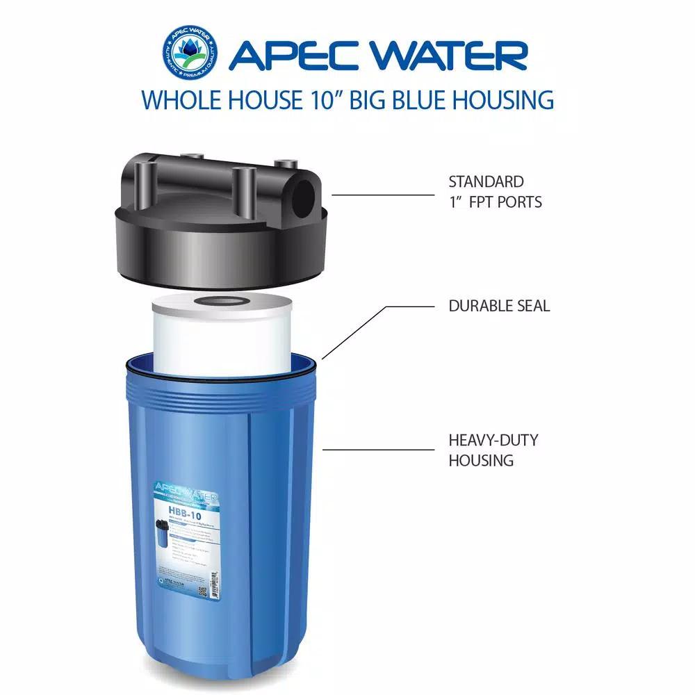 APEC Water Systems 10 in. Big Blue Whole House Water Filter Housing - Reinforced Polypropylene