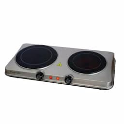 MegaChef 2-Burner Infrared Electric Hot Plate Cooktop, 1700W, Sleek Steel thumbnail 1
